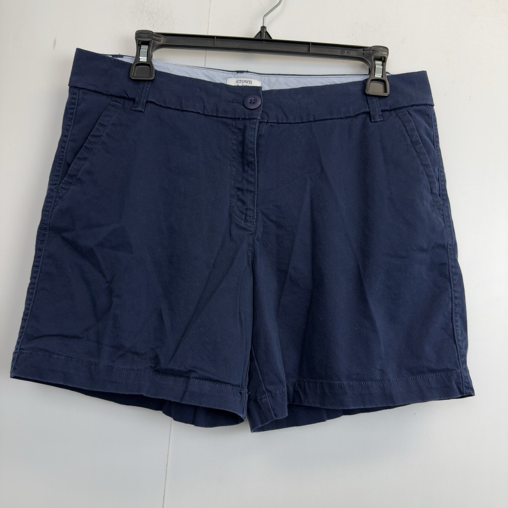 Crown & Ivy Navy Caroline Chino Shorts Women's Size 8 Petite 6" Inseam Stretch